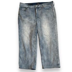 NYDJ Marilyn Straight Crop Jeans Stretch Denim Tencel Lift Tuck Light Wash SZ 14